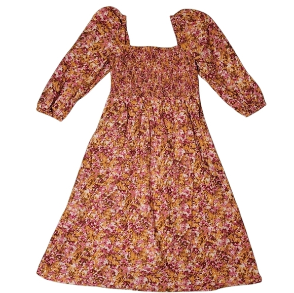 J. Crew Smocked puff-sleeve dress in faded floral pink BD996 Women's Large - Picture 9 of 9